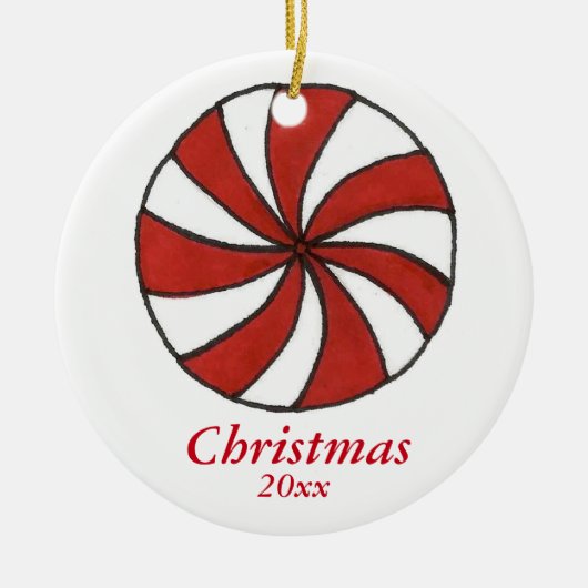 Peppermint Candy Cane Starlight Minze Weihnachten Keramikornament (Vorne)