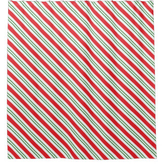 Peppermint Candy Cane Streifen Muster (rot/grün) Duschvorhang