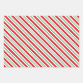 Peppermint Candy Cane Streifen Muster (rot/grün) Geschenkpapier Set (Vorderseite 3)