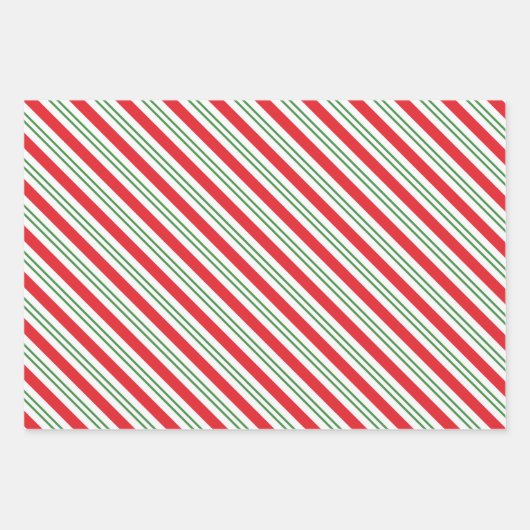 Peppermint Candy Cane Streifen Muster (rot/grün) Geschenkpapier Set (Vorderseite 3)