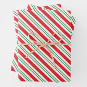 Peppermint Candy Cane Streifen Muster (rot/grün) Geschenkpapier Set (Beispiel)