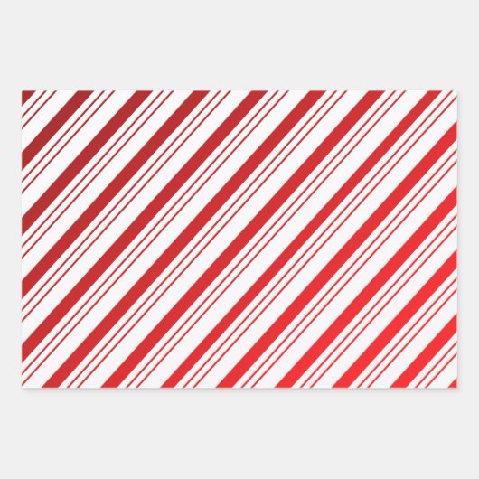 Peppermint Candy Cane Striped  Geschenkpapier Set (Vorderseite)