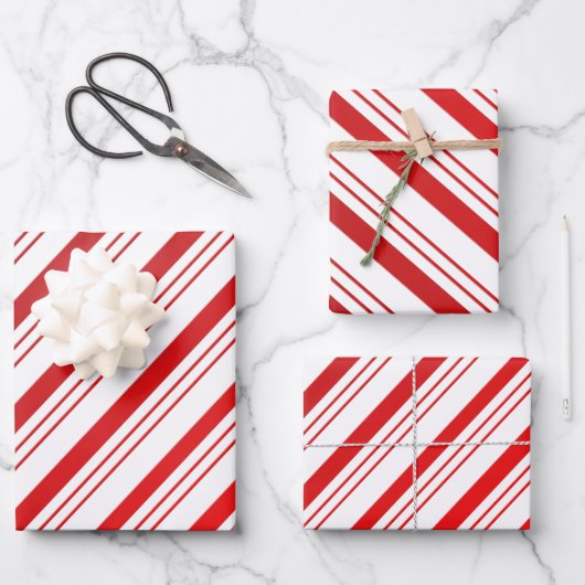 Peppermint Candy Cane Striped Geschenkpapier Set (Vorderseite)