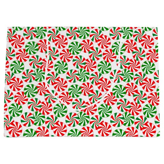 Peppermint Candy Cane Swirl Muster Große Geschenktüte (Vorderseite)