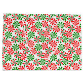 Peppermint Candy Cane Swirl Muster Große Geschenktüte (Rückseite)