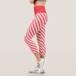 Peppermint Candy Cane Weihnachten gestreift Capri Leggings<br><div class="desc">Feiern Sie Weihnachten stilvoll mit diesen festlich mit Zuckerrohr gestreiften Leggings</div>