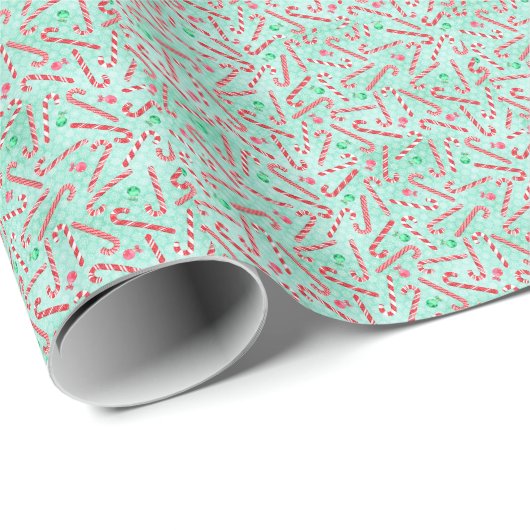 Peppermint Candy Cane Weihnachtswrapping Paper Geschenkpapier (Rolleneckpunkt)