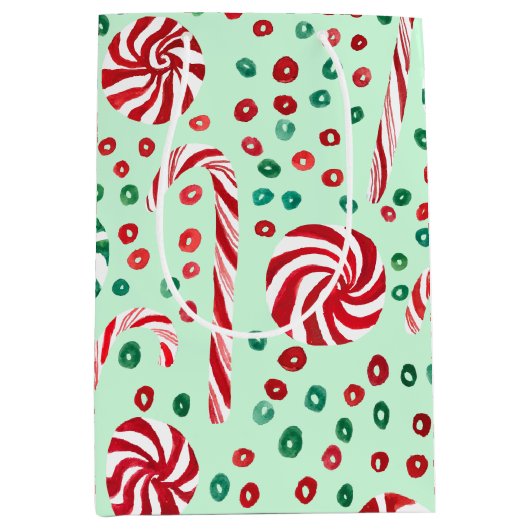 Peppermint Candy Canes Cosy Winter Holiday Mittlere Geschenktüte (Vorderseite)