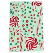 Peppermint Candy Canes Cosy Winter Holiday Mittlere Geschenktüte (Rückseite)