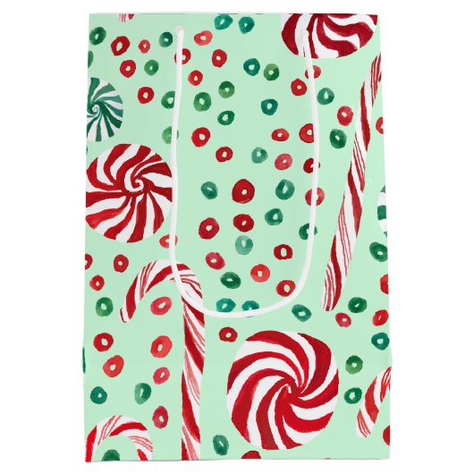 Peppermint Candy Canes Cosy Winter Holiday Mittlere Geschenktüte (Rückseite)