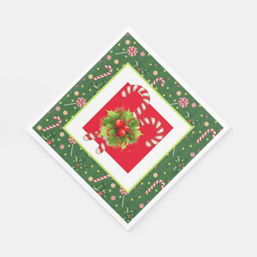 Peppermint Candy Canes Serviette (Ecke)