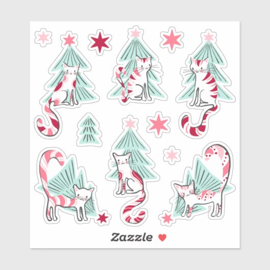 Peppermint Candy Cats Aufkleber (Blatt)