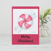 Peppermint Candy Christmas Cards Einladung (Stehend Vorderseite)
