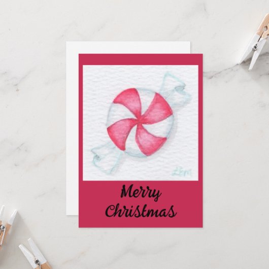 Peppermint Candy Christmas Cards Einladung (Vorderseite/Rückseite Beispiel)