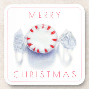 PEPPERMINT CANDY CHRISTMAS Hard Plastic Untersetze Getränkeuntersetzer