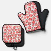 Peppermint Candy Christmas Ofenhandschuh & Topflappen-Set (Vorderseite/Rückseite)