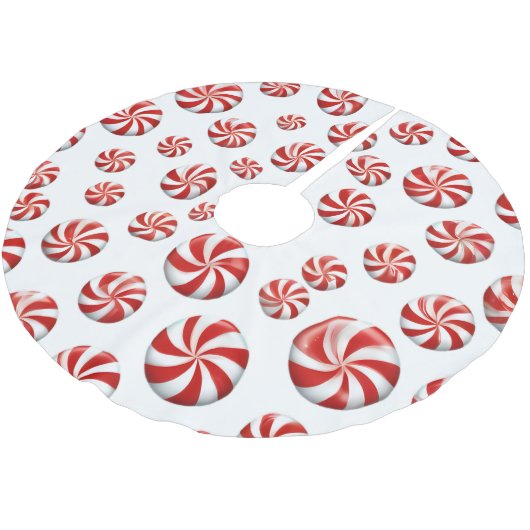 Peppermint Candy Christmas Themed Polyester Weihnachtsbaumdecke (Schrägansicht)