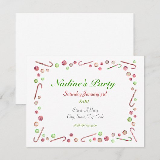 Peppermint Candy Einladung (Vorne/Hinten)