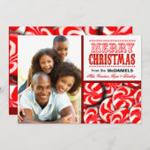 Peppermint Candy Frohe Weihnachtsfoto Collage Feiertagskarte (Vorne/Hinten)