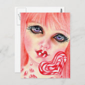 Peppermint Candy Girl Holiday Postkarte (Vorne/Hinten)