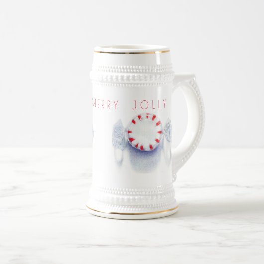 PEPPERMINT CANDY "HAPPY MERRY JOLLY" Stein Bierglas (VorderseiteRechts)