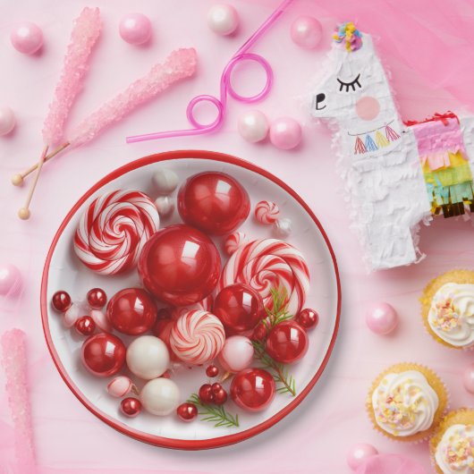 Peppermint Candy Holiday Cheer Dinner Pappteller (Party)