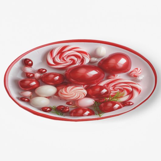 Peppermint Candy Holiday Cheer Dinner Pappteller (Schrägansicht)