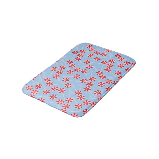 Peppermint Candy Mints Weihnachten Badematte (Schrägansicht)