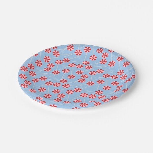 Peppermint Candy Mints Weihnachten Pappteller (Schrägansicht)