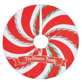 Peppermint Candy mit Ihrem Namen Polyester Weihnachtsbaumdecke (Vorderseite)