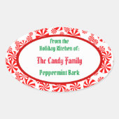 Peppermint Candy Pattern Editable Oval Sticker (Vorderseite)
