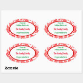 Peppermint Candy Pattern Editable Oval Sticker (Blatt)