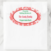 Peppermint Candy Pattern Editable Oval Sticker (Tasche)