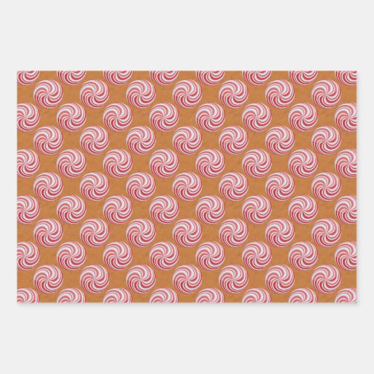 Peppermint Candy Pink Gingerbrot Mann Weihnachten Geschenkpapier Set (Vorderseite)
