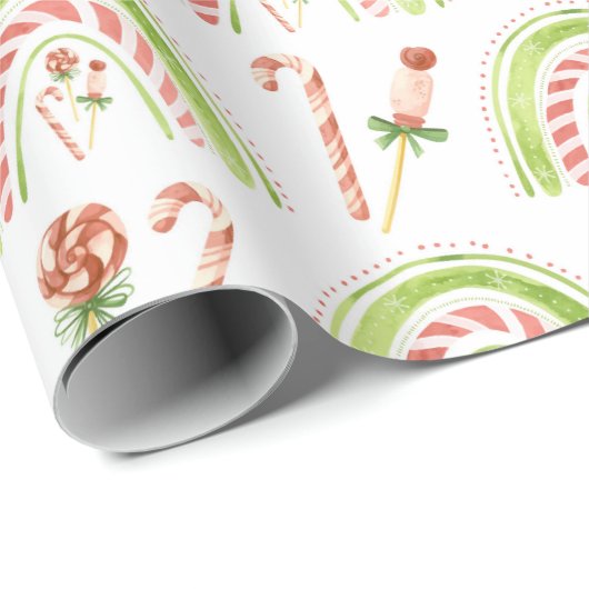 Peppermint Candy Rainbow Pink Weihnachten Geschenkpapier (Rolleneckpunkt)