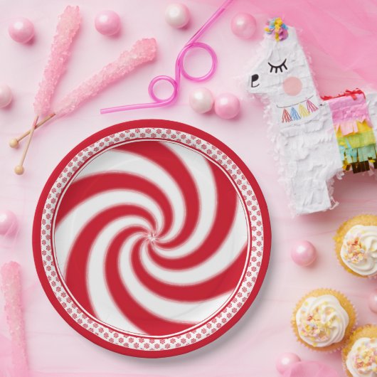 Peppermint Candy Swirl Weihnachtsfeiertag Pappteller (Party)