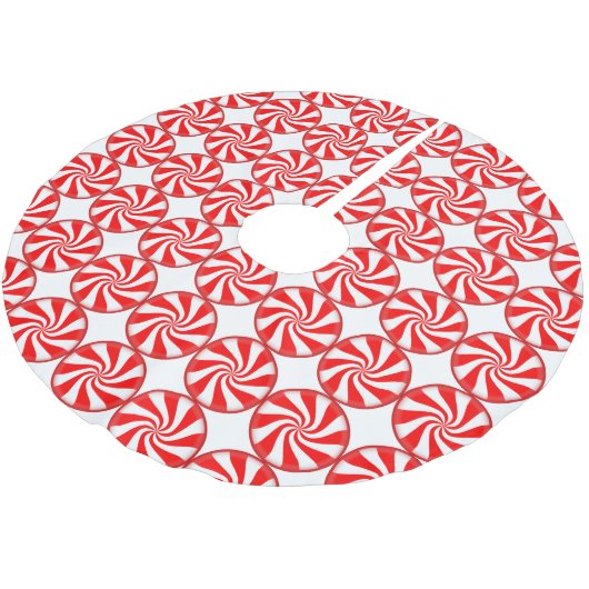 Peppermint Candy Tree Skirt Polyester Weihnachtsbaumdecke (Schrägansicht)