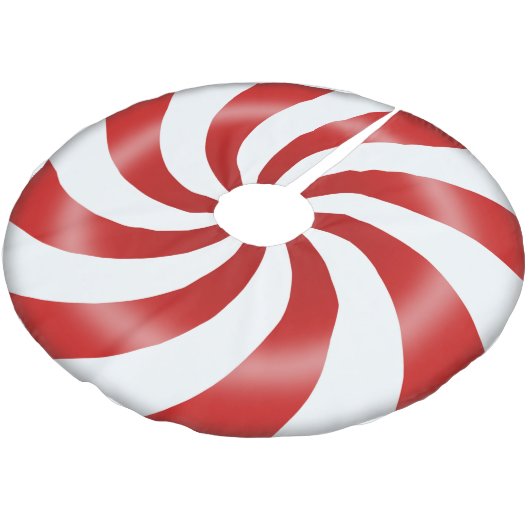 Peppermint Candy Tree Skirt Polyester Weihnachtsbaumdecke (Schrägansicht)