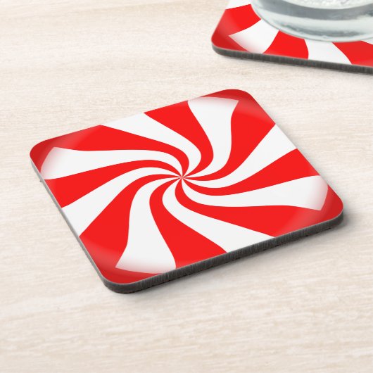 Peppermint Candy Weihnachts-Set von 6 Cork-Unterse Untersetzer (Linke Seite)