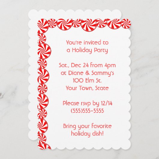 Peppermint Candy Weihnachtsfeier Einladung (Vorne/Hinten)