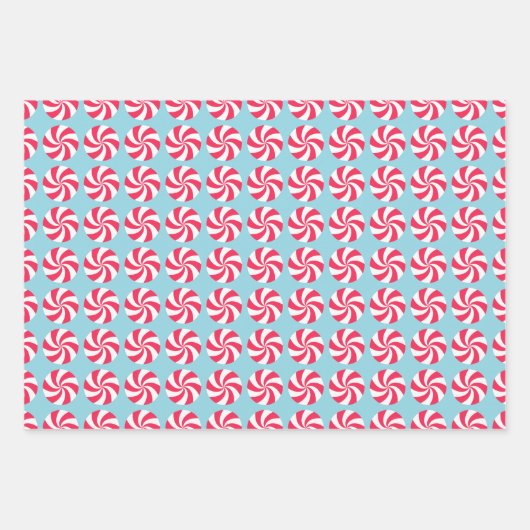 Peppermint Christmas Blue Geschenkpapier Set (Vorderseite 3)