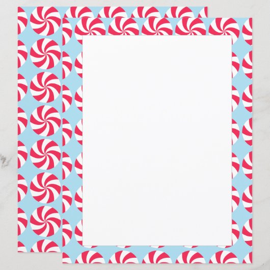 Peppermint Christmas Blue Stationspapier (Vorne/Hinten)
