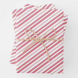 Peppermint Christmas Candy Cane Stripes Geschenkpapier Set