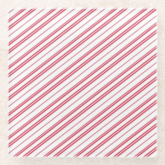 Peppermint Christmas Candy Cane Stripes Glasuntersetzer (Vorderseite)