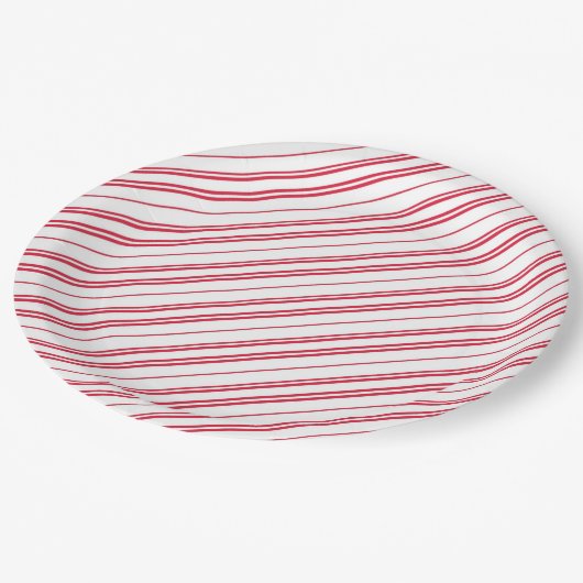 Peppermint Christmas Candy Cane Stripes Pappteller (Schrägansicht)