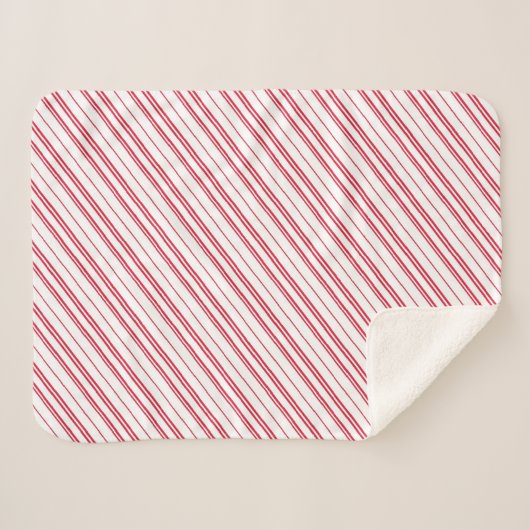 Peppermint Christmas Candy Cane Stripes Sherpadecke (Vorderseite (Horizontal))
