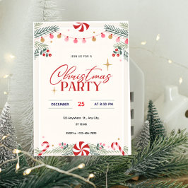 Peppermint Christmas Party Invitation  Einladung