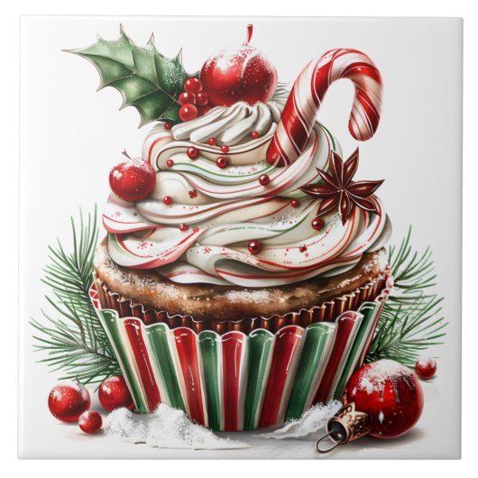 Peppermint Cupcakes Fliese (Vorderseite)