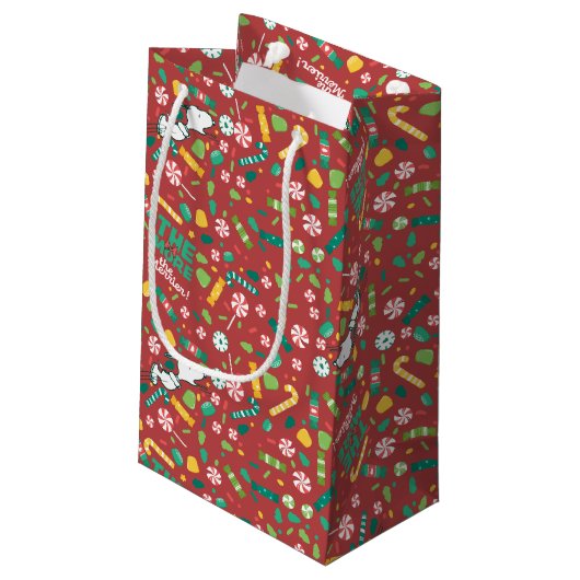 Peppermint Dreams Snoopy Candy Pattern Kleine Geschenktüte (Rückseite Schrägansicht)