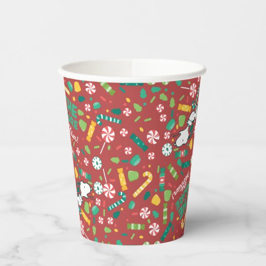 Peppermint Dreams Snoopy Candy Pattern Pappbecher (Links)